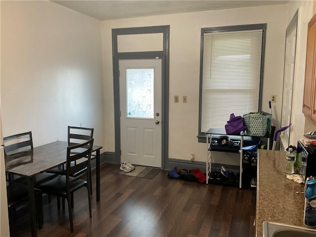 foyer with dark hardwood / wood-style flooring