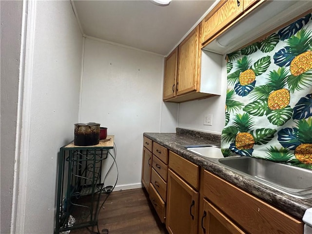 kitchen featuring dark hardwood / wood-style flooring and sink