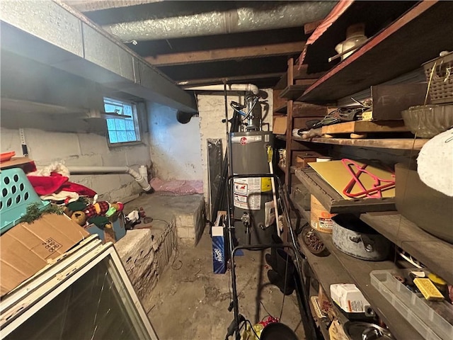 basement with water heater