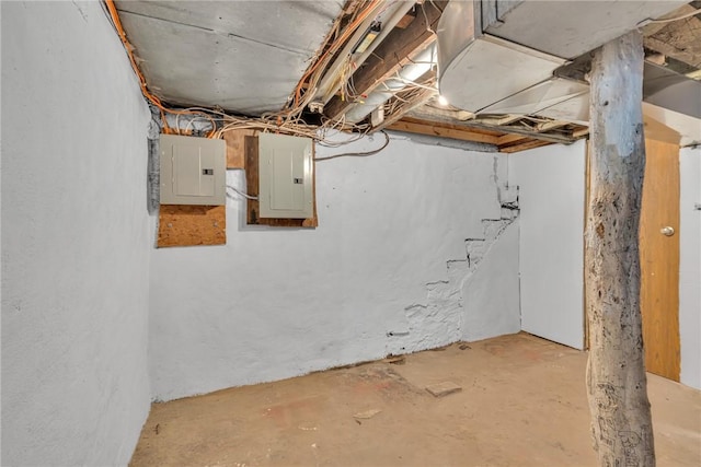 basement with electric panel