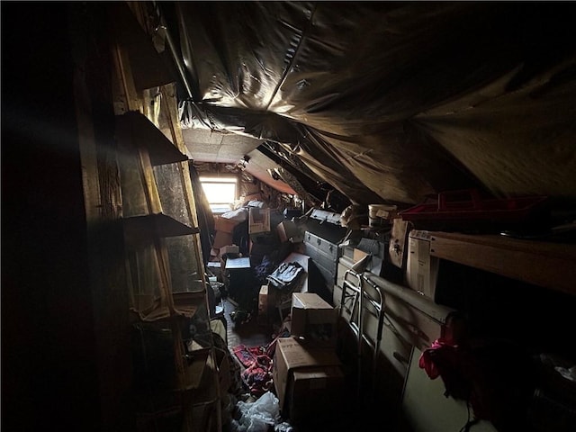 view of unfinished attic