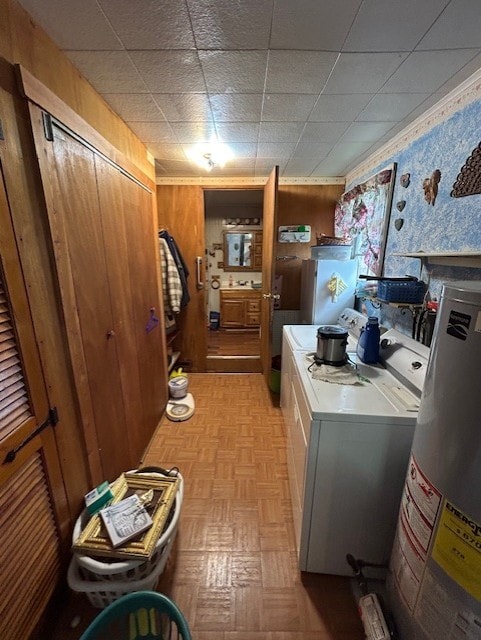 laundry room with gas water heater