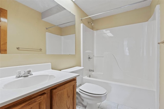 full bathroom featuring tile patterned floors, vanity, toilet, and shower / tub combination