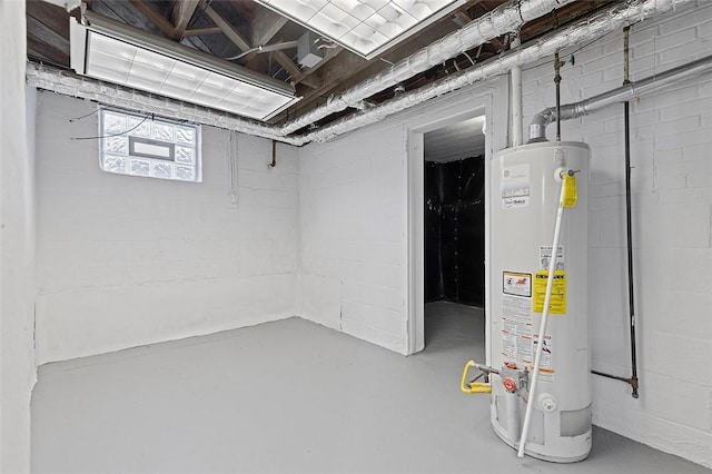 basement featuring water heater