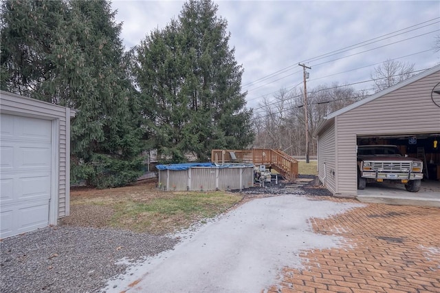 view of yard featuring a pool side deck