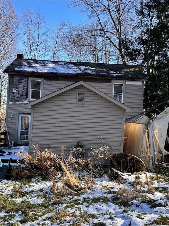 view of snow covered exterior