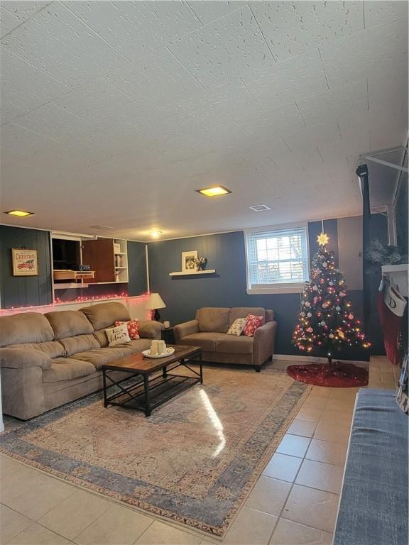 view of tiled living room