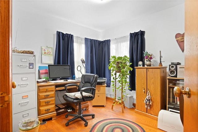 office space featuring light wood-type flooring