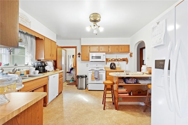 kitchen featuring sink and white appliances