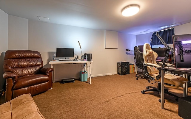 home office with carpet floors