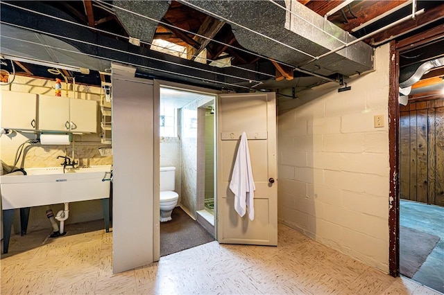 basement with sink