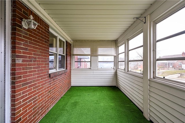 view of unfurnished sunroom