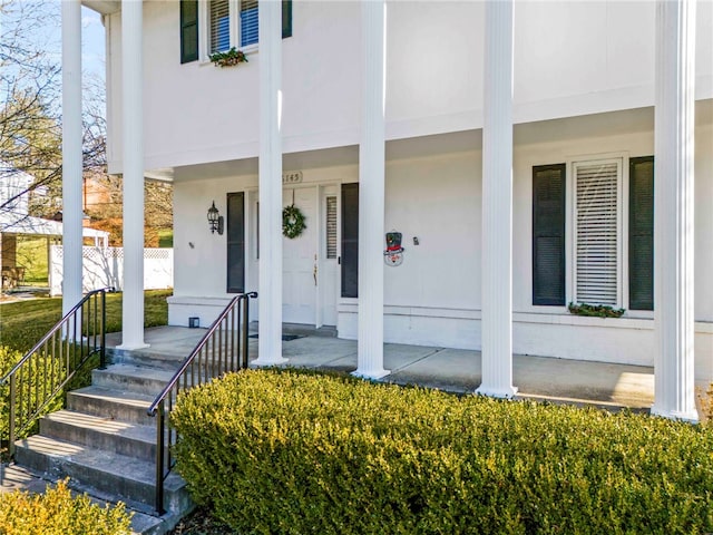 property entrance with a porch