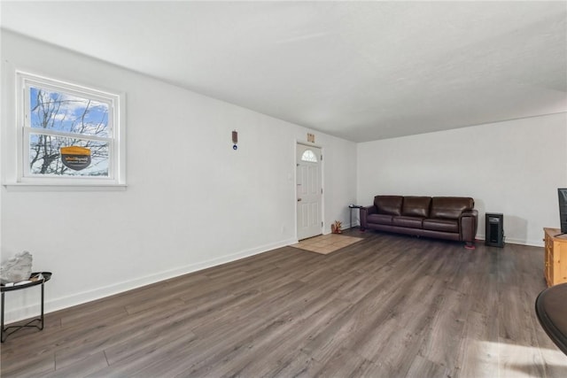 living room featuring dark hardwood / wood-style floors