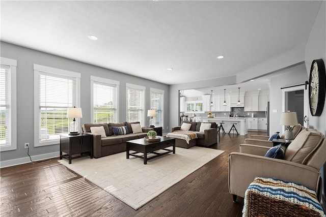 living room featuring light wood-type flooring