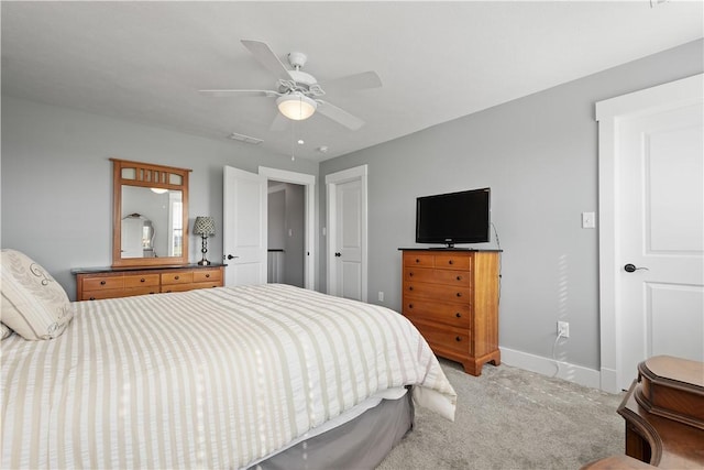 bedroom with carpet floors and ceiling fan