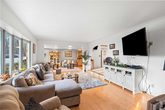 living room with wood-type flooring