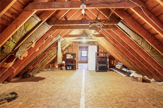 view of unfinished attic