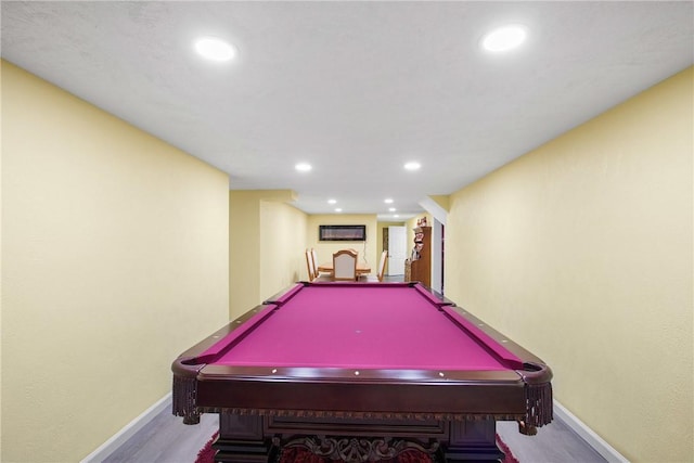 rec room with light wood-type flooring and pool table