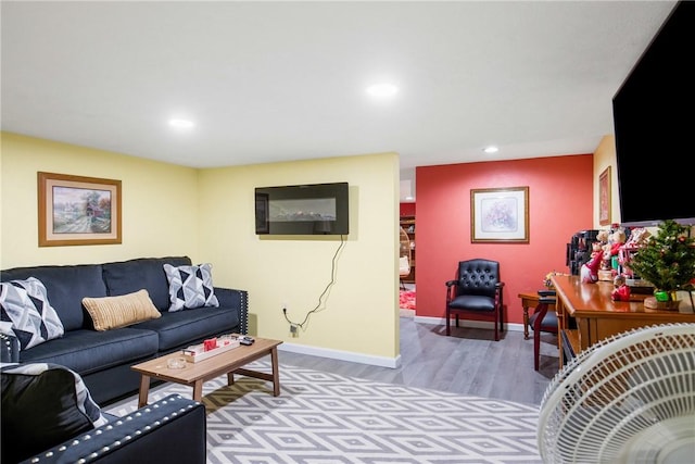 living room featuring light hardwood / wood-style flooring