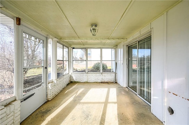 view of unfurnished sunroom