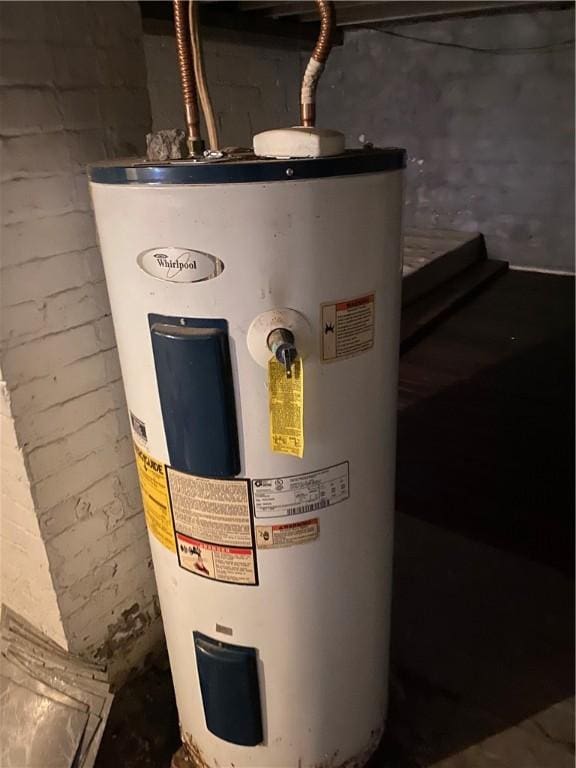 utility room featuring water heater