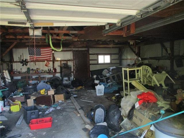 garage featuring a workshop area