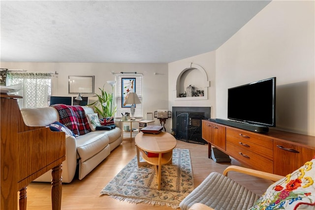 living room with light hardwood / wood-style floors