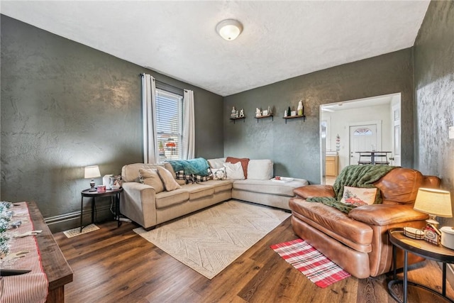 living room featuring dark hardwood / wood-style floors