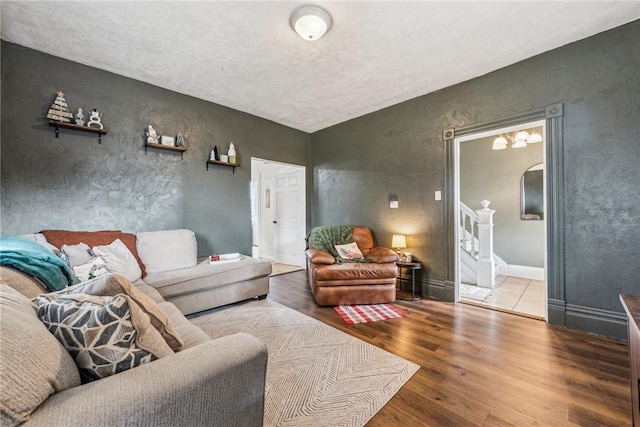 living room with hardwood / wood-style floors