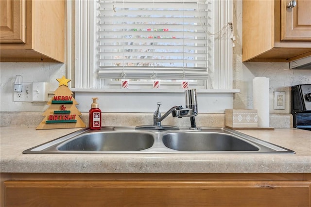 kitchen featuring decorative backsplash and sink