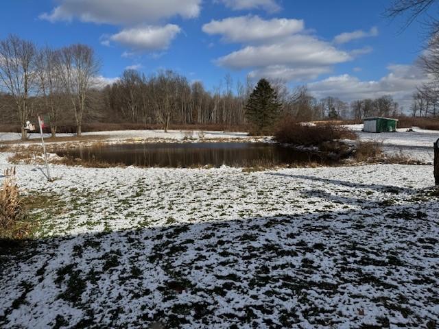 view of yard layered in snow