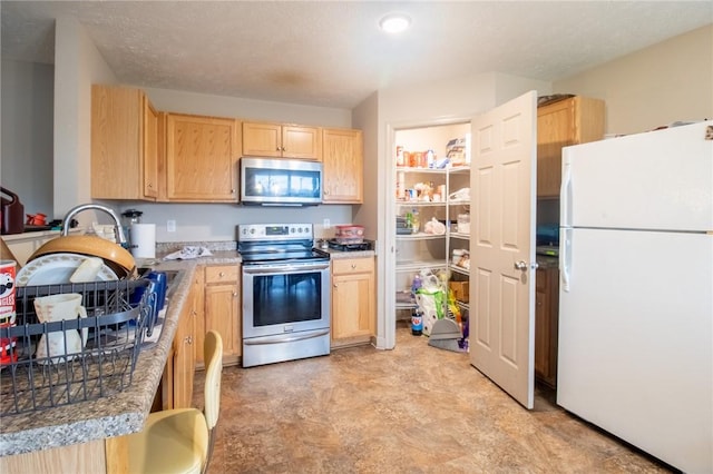 kitchen with light brown cabinetry and stainless steel appliances