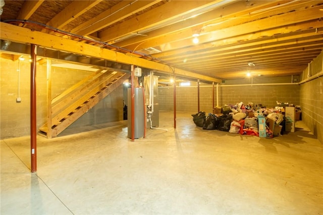 basement featuring gas water heater