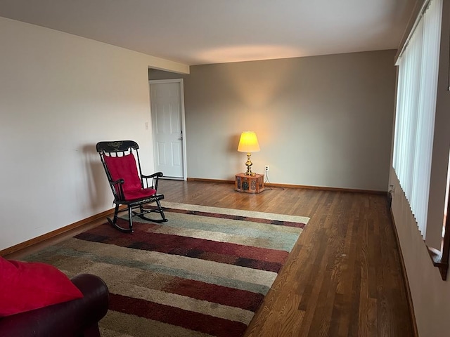 living area featuring hardwood / wood-style flooring