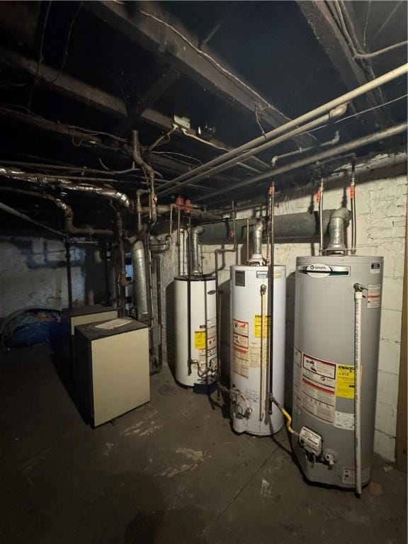 utility room with water heater