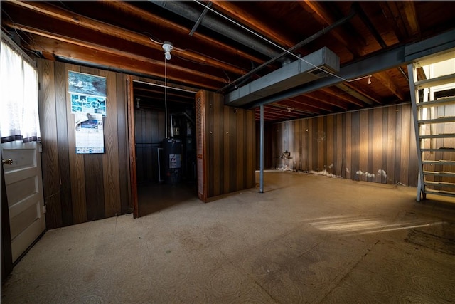 basement featuring gas water heater