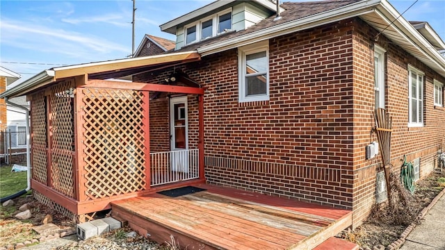 exterior space featuring a wooden deck