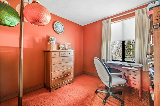 view of carpeted home office