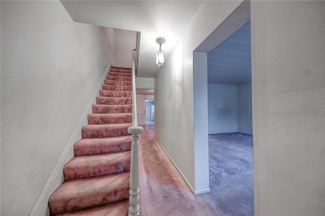 staircase with carpet