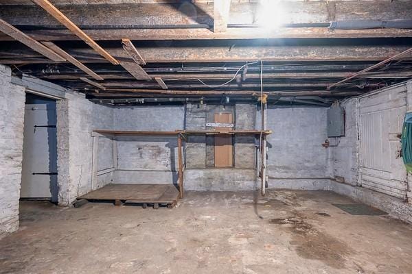 basement with electric panel