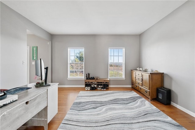 interior space with light hardwood / wood-style flooring