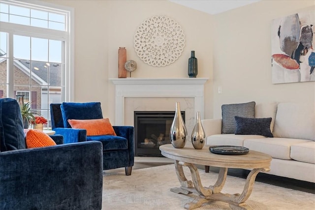 1111 Forest Oaks Dr, Center Twp, PA 16001 - living area featuring a premium fireplace and wood finished floors