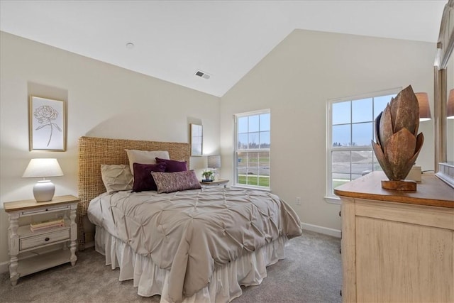1111 Forest Oaks Dr, Center Twp, PA 16001 - carpeted bedroom featuring high vaulted ceiling and baseboards