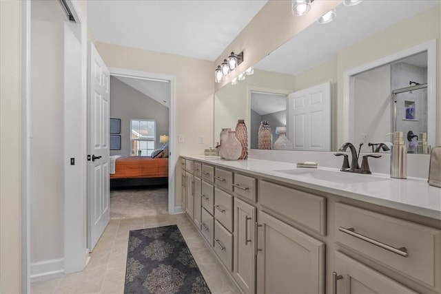 bathroom featuring vanity and tile patterned floors