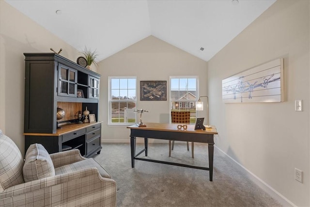 1111 Forest Oaks Dr, Center Twp, PA 16001 - office featuring lofted ceiling and light carpet