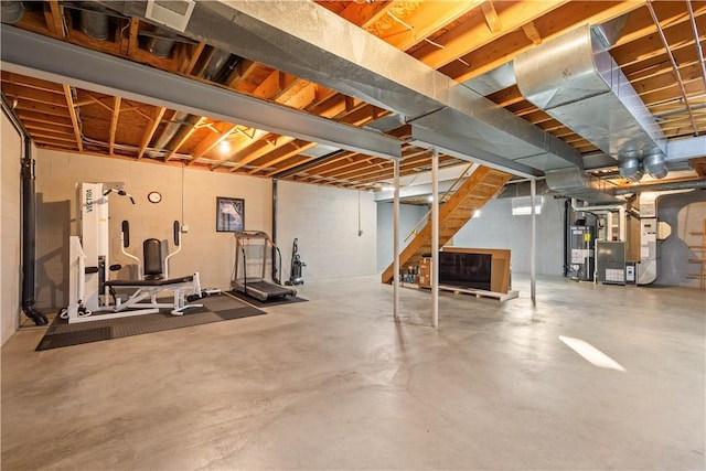 basement featuring water heater