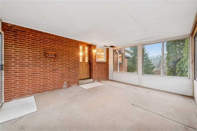 view of unfurnished sunroom