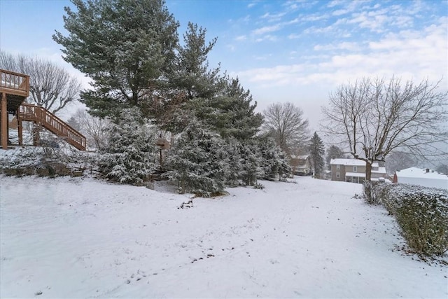 view of yard covered in snow