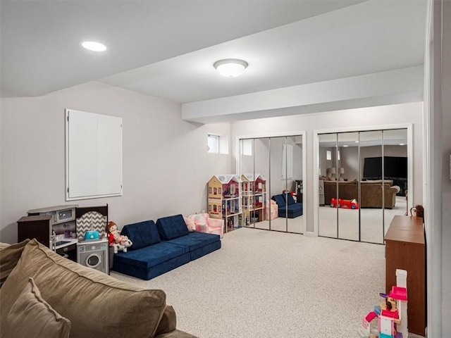 living room featuring carpet